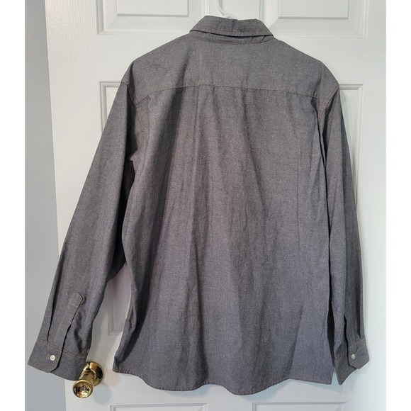 Wrangler Authentics Mens Long Sleeve Classic Woven Shirt Dark Chambray X-Large - Picture 6 of 6
